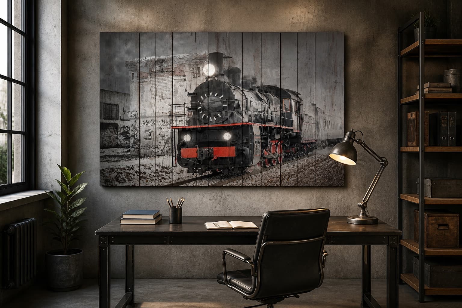 Движение вперёд: картина на дереве 120×80 см в интерьере