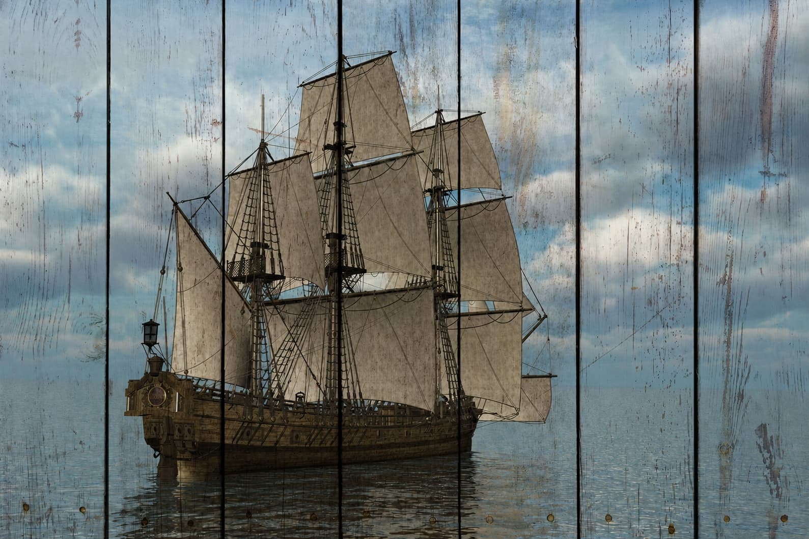 Старинный парусник в море