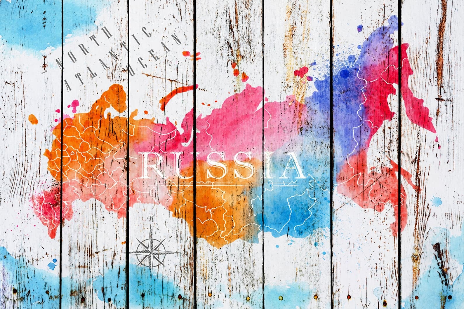 Карта россии в стиле акварель