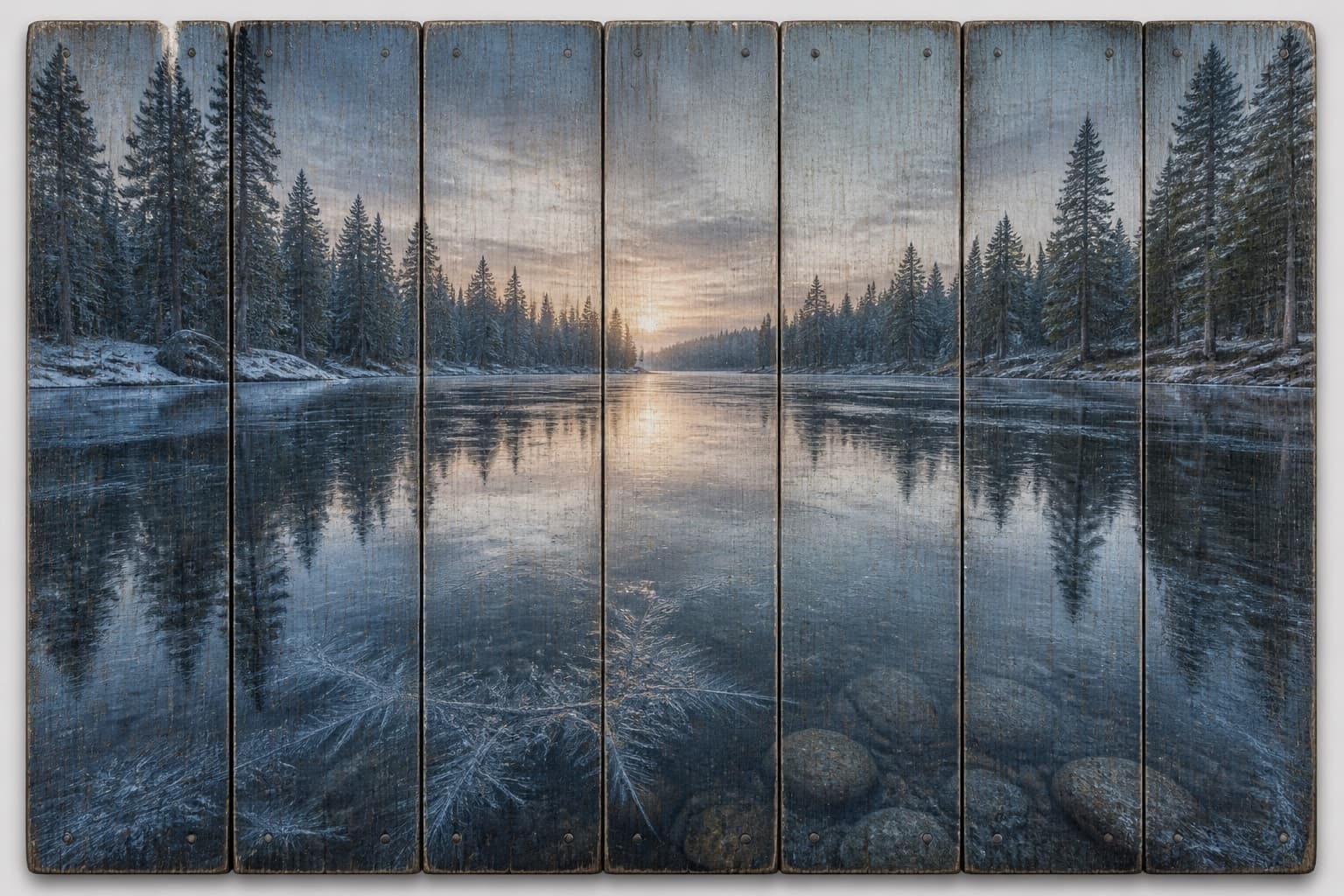 Первый лёд на лесном озере