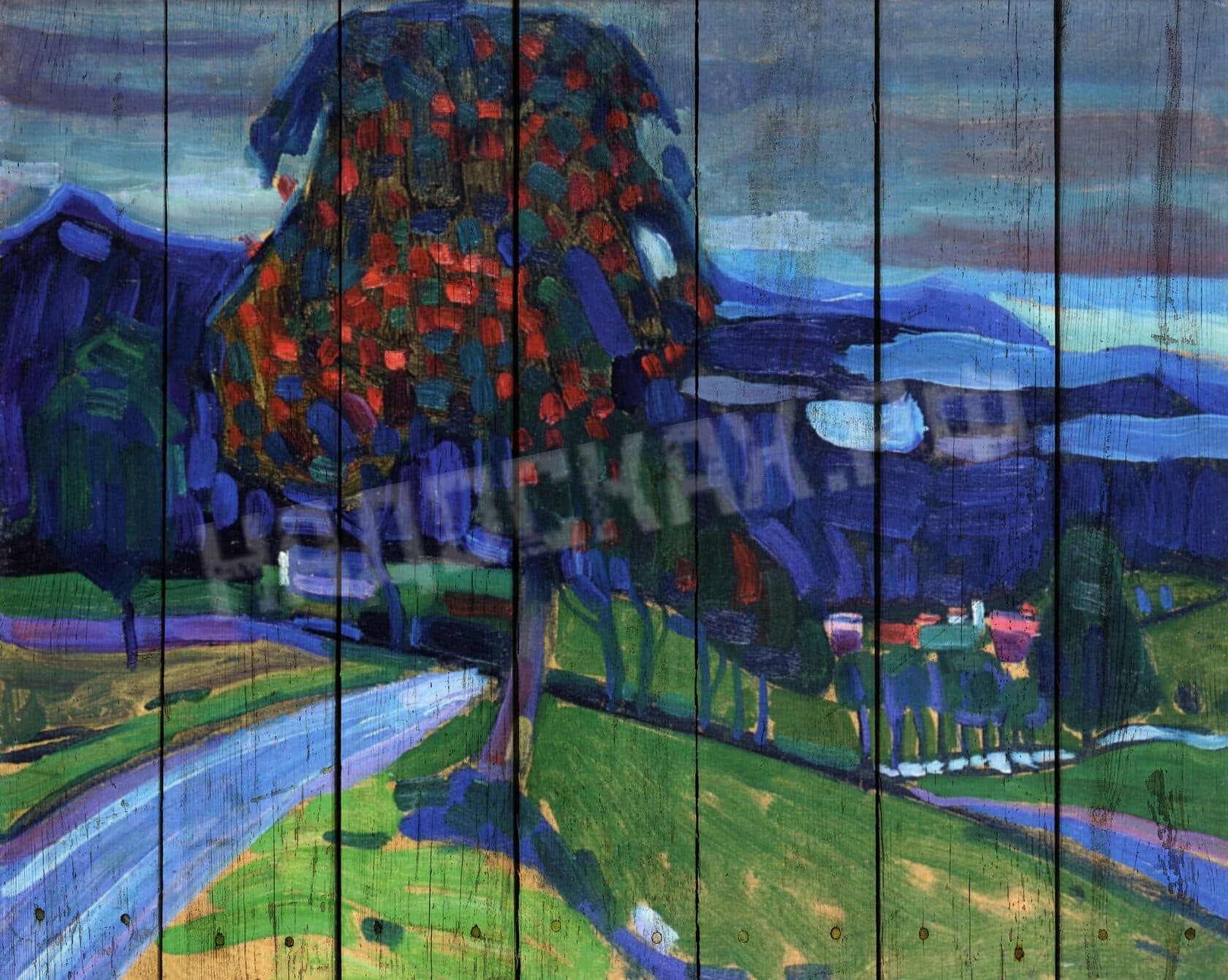 Картина на досках Василий Кандинский. Осень в Мурнау, 1908