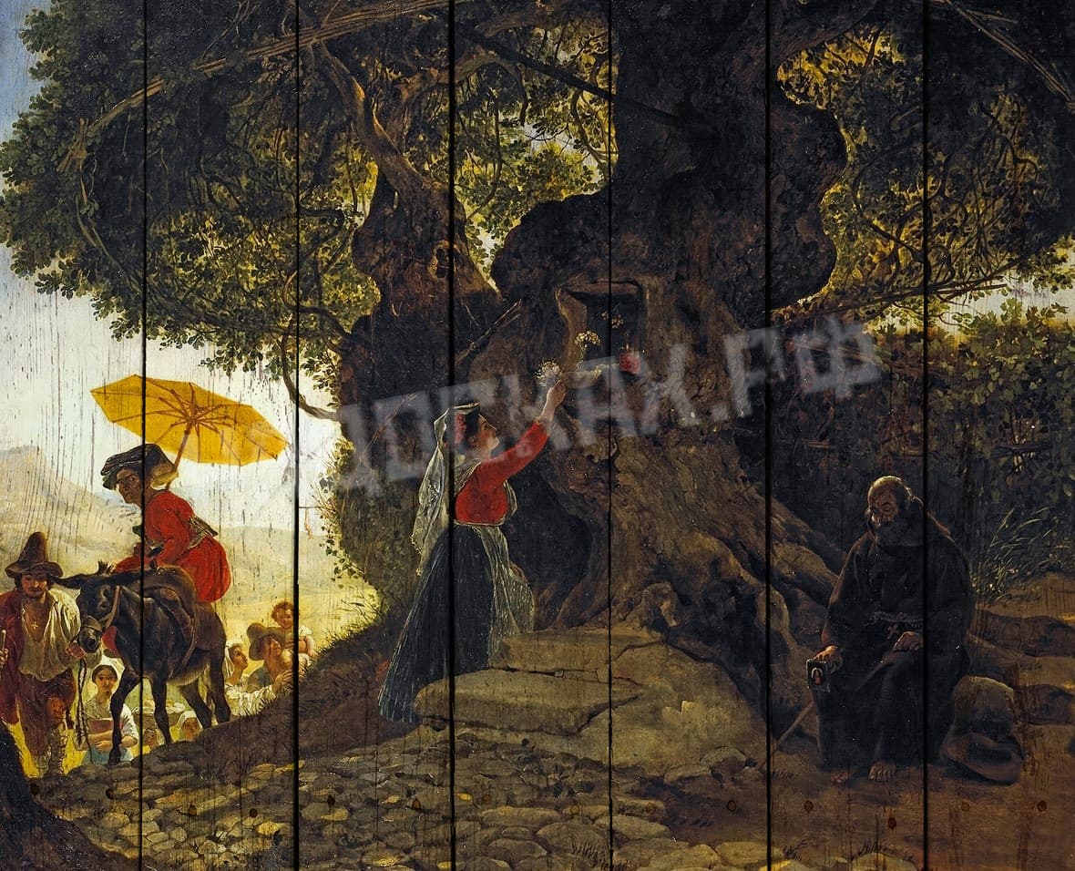 Картина на досках Карл Брюллов. «У Богородицкого дуба», 1835 г.