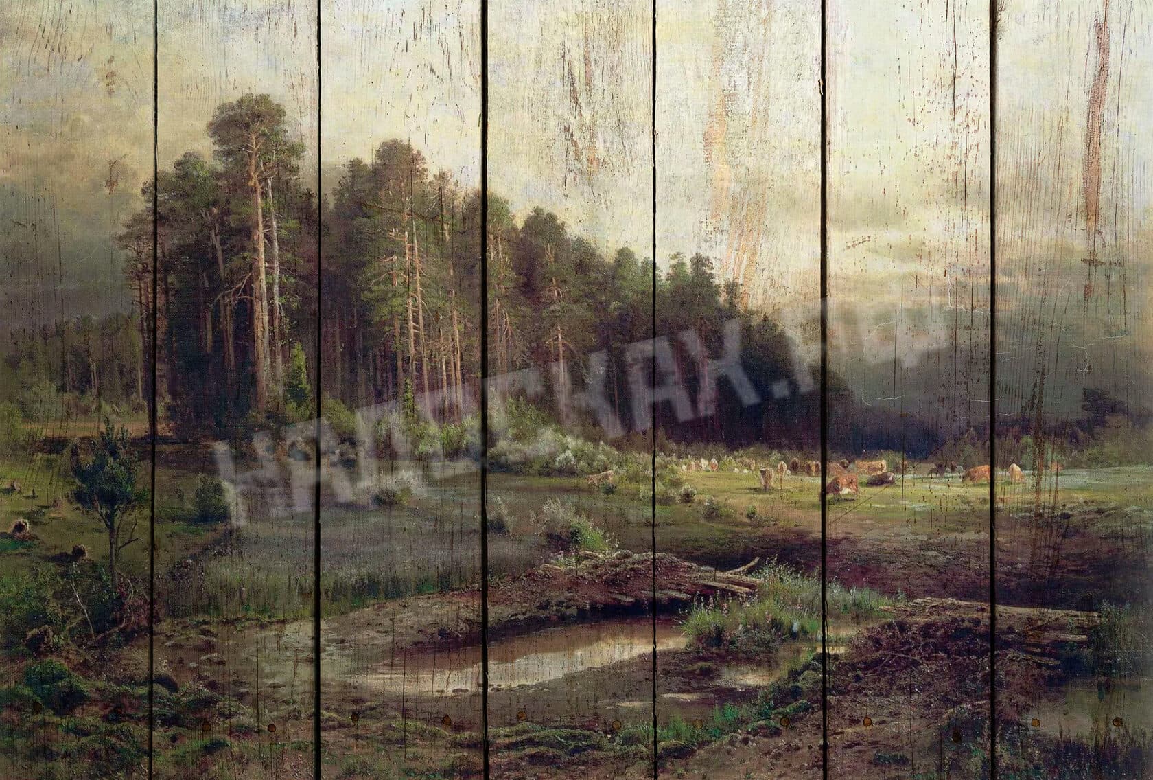 Картина на досках Алексей Саврасов. Лосиный остров в Сокольниках