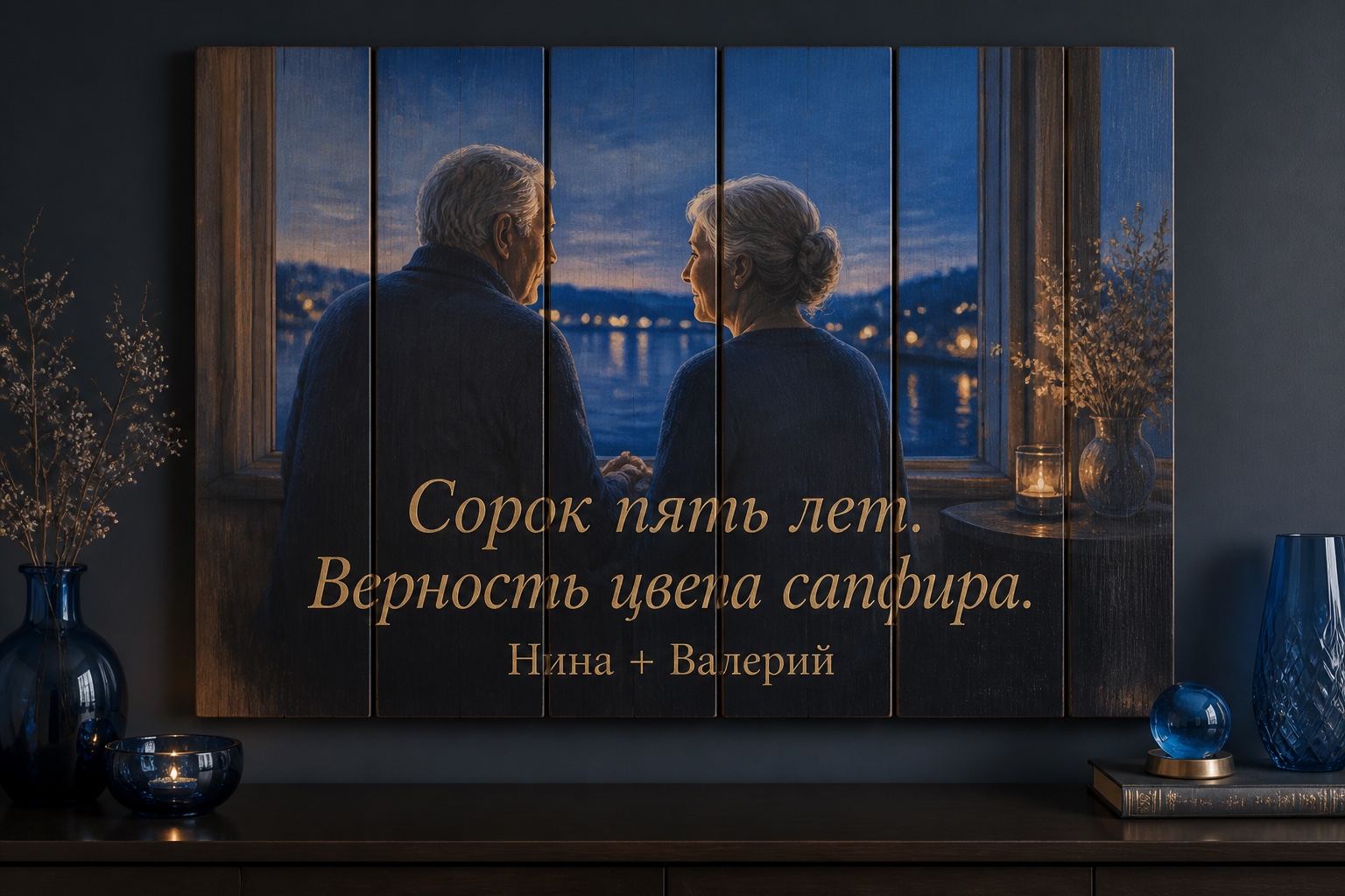 Дату свадьбы и имена вписываем в композицию