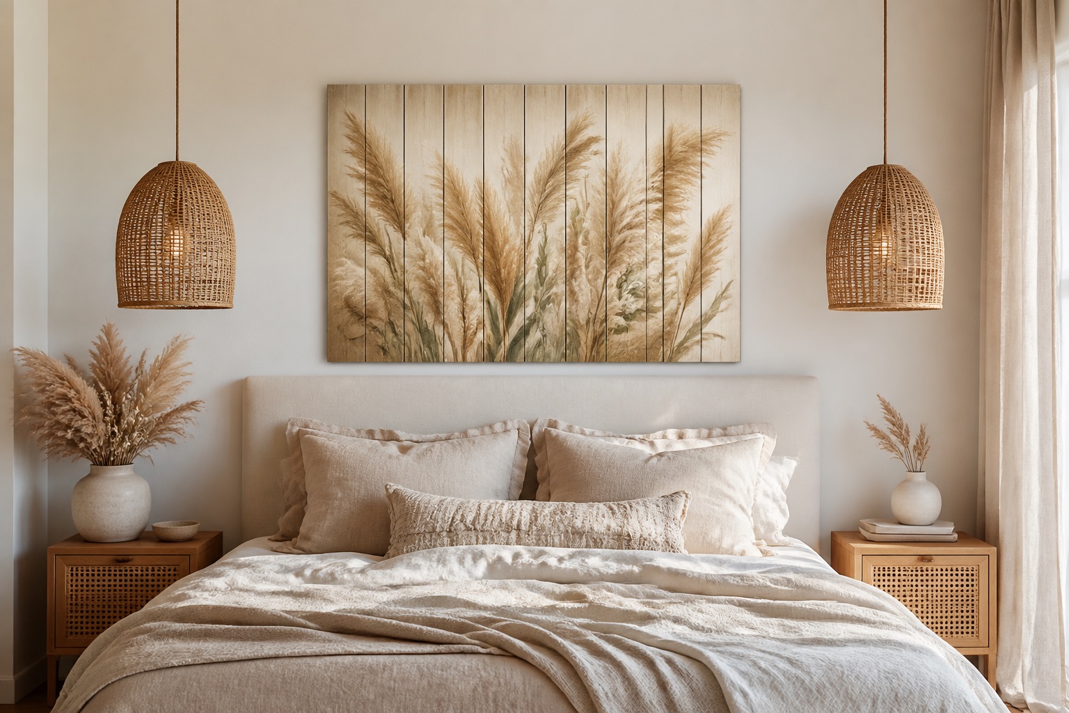 Картина на массиве дерева в интерьере