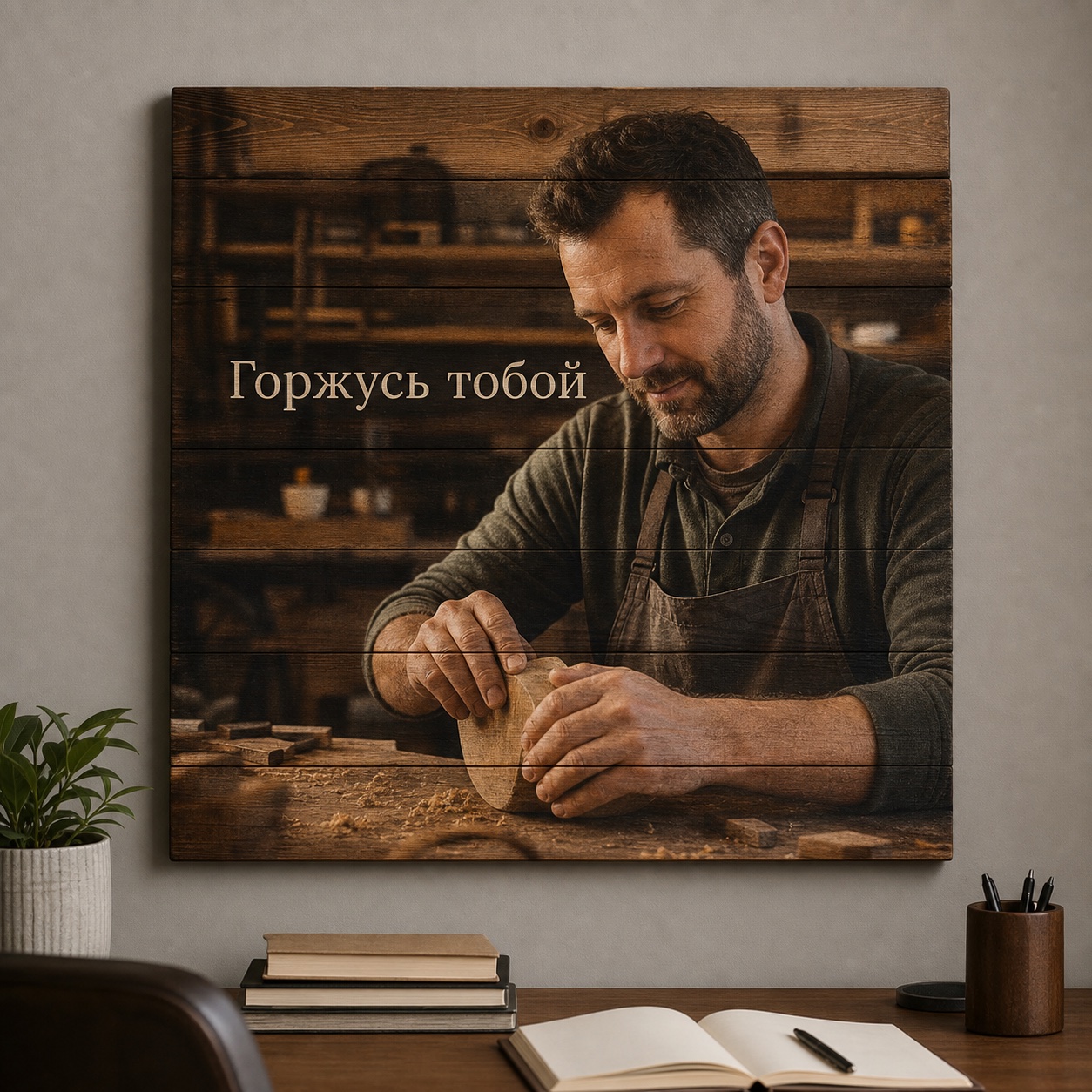 Картина на дереве по фотографии заказчика